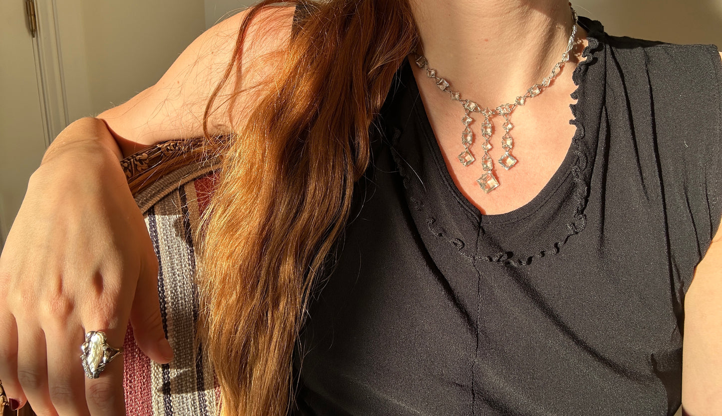 Vintage Cascading Crystals Necklace