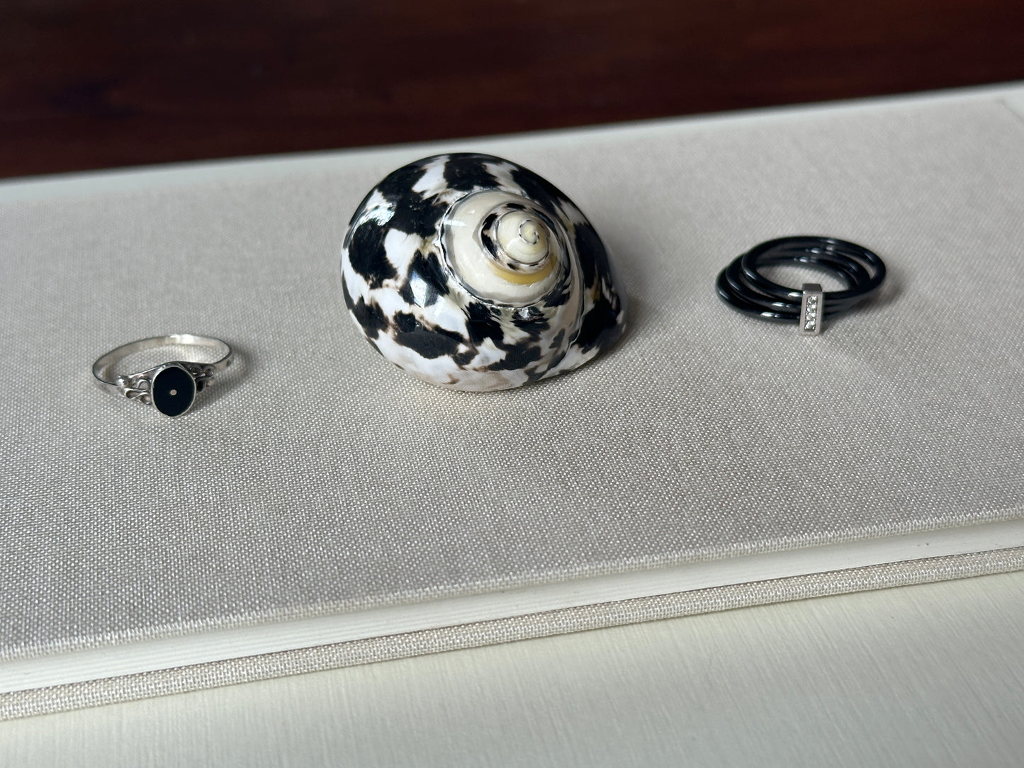 Anthracite triple band ring