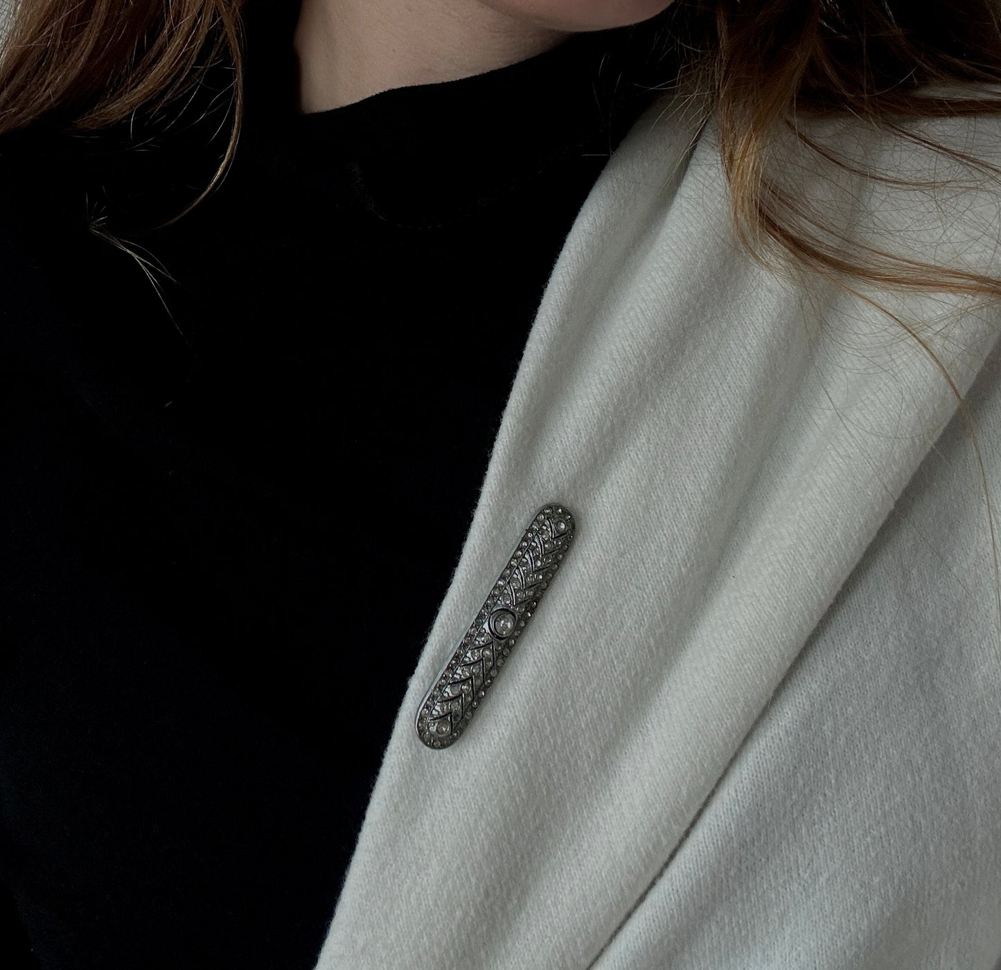 Zirconium Bar Brooch