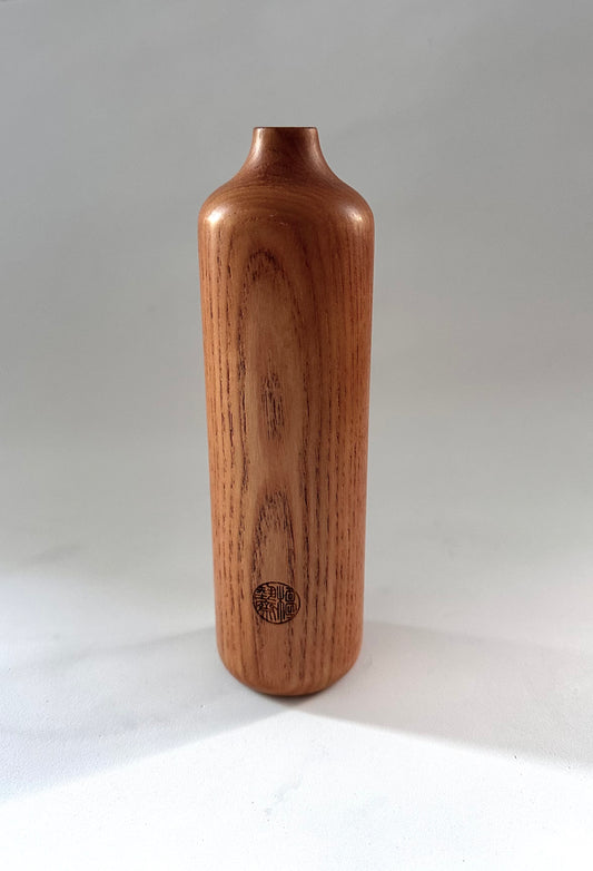 GLASS AND WOOD VASE