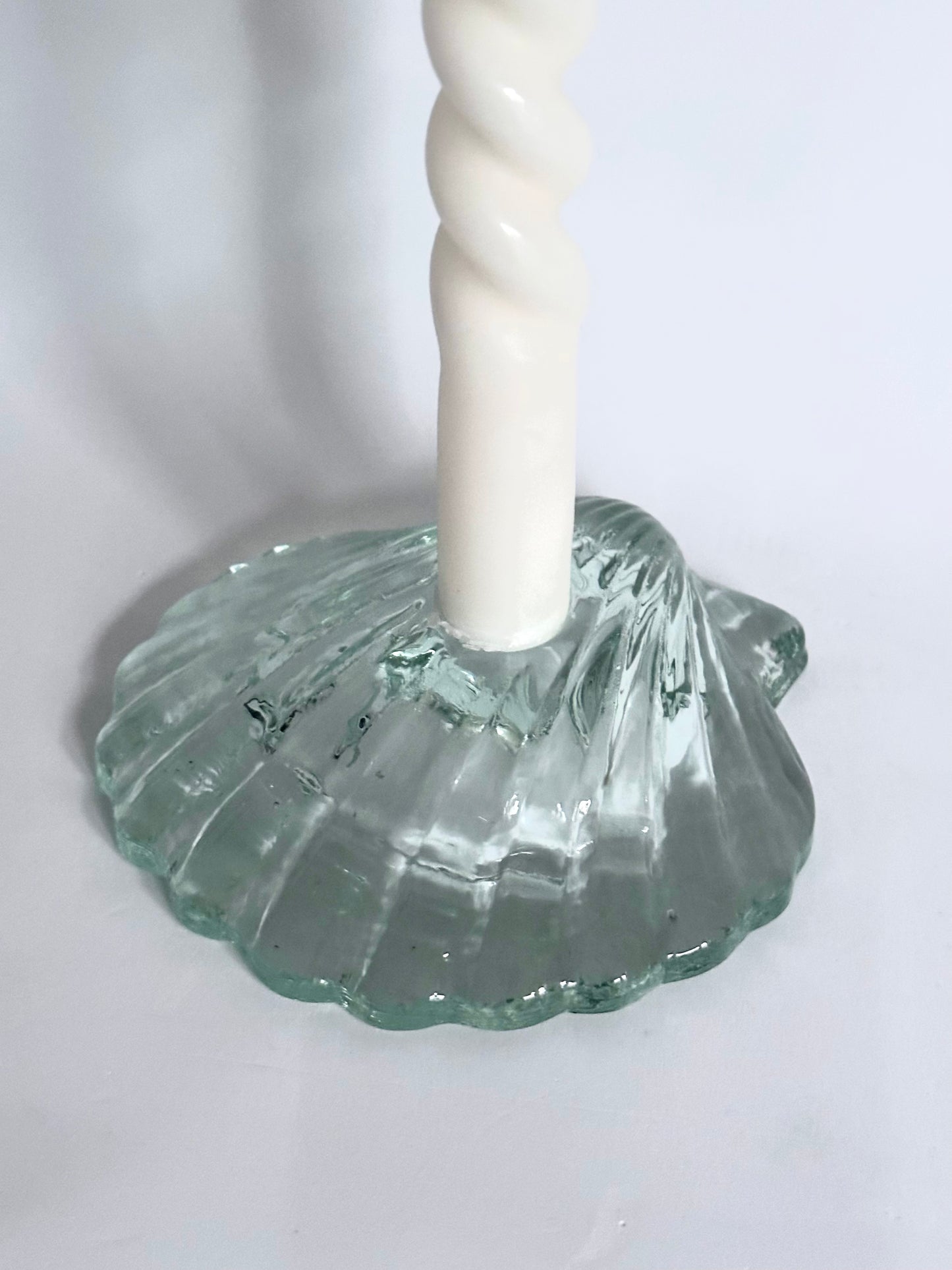 GLASS SHELL CANDLE HOLDER