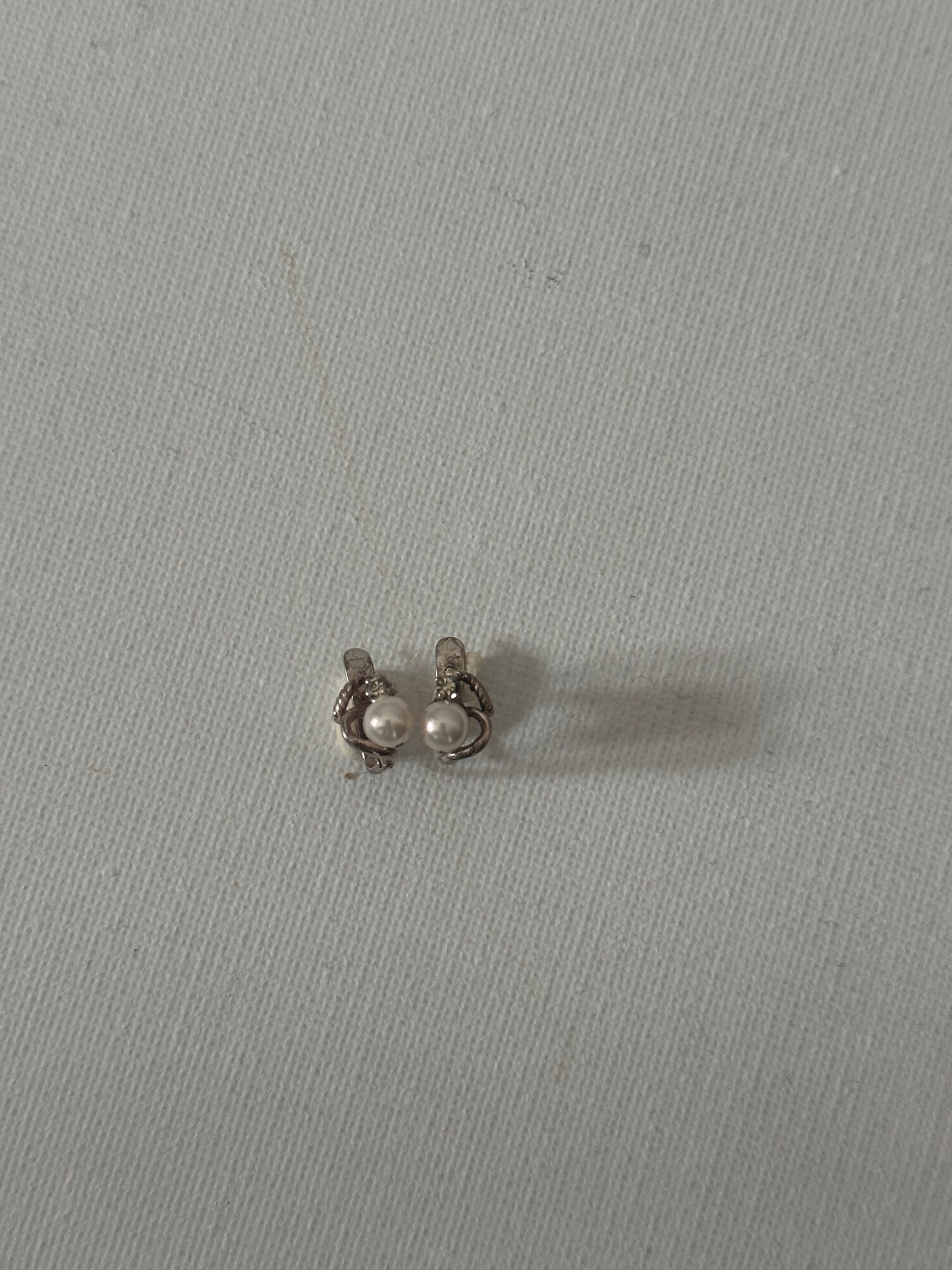 Pearl and Zirconium Silver Earrings