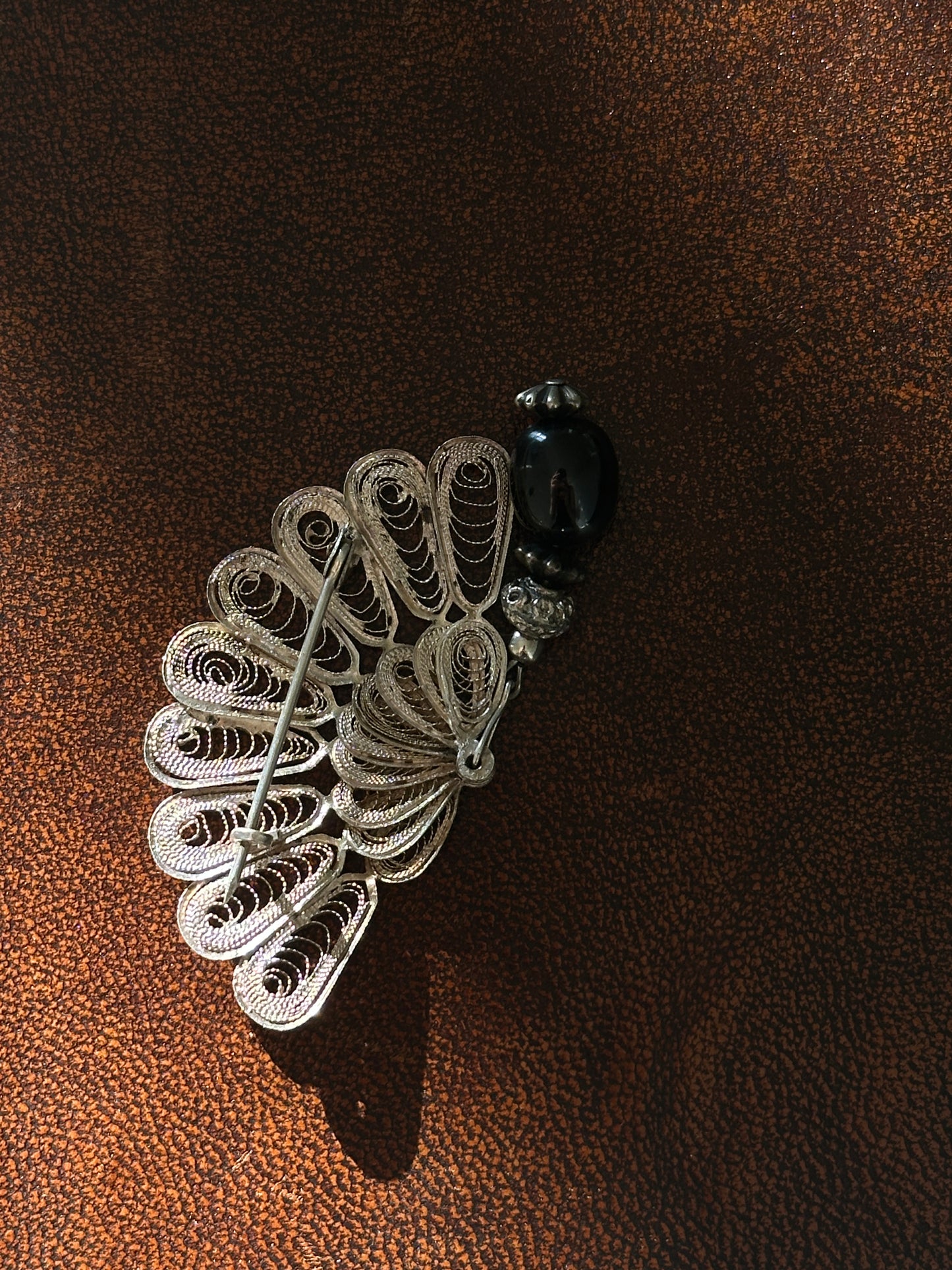 Vintage Silver Fan Brooch