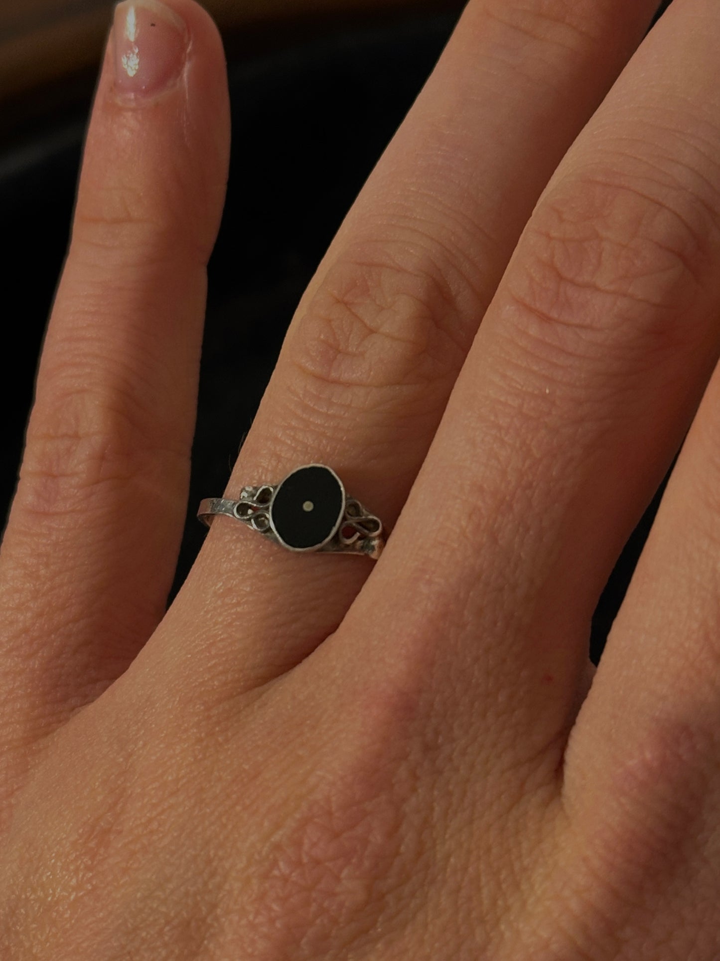 Onyx ring with small dot