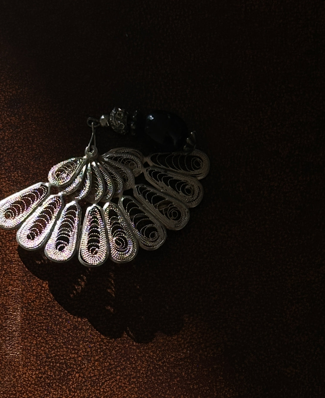 Vintage Filigree Fan Brooch